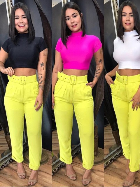 Cropped manguinha gola alta