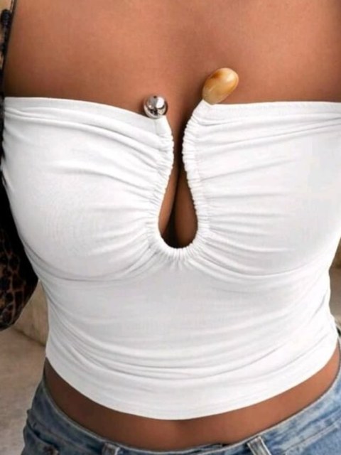 Cropped tube faixa decote v