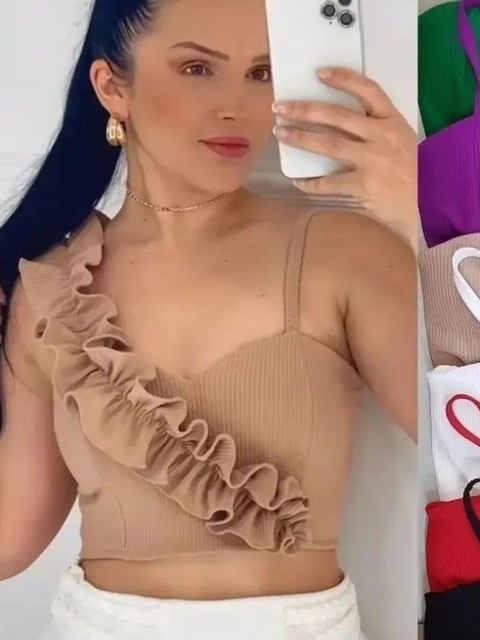 Cropped de alça franzida