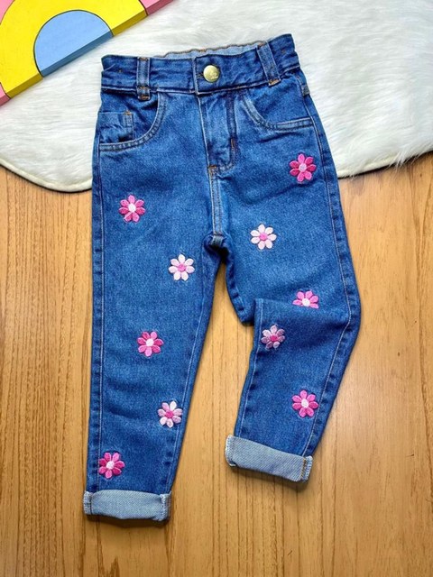 Calça jeans infantil Florzinha FlashoeesKids