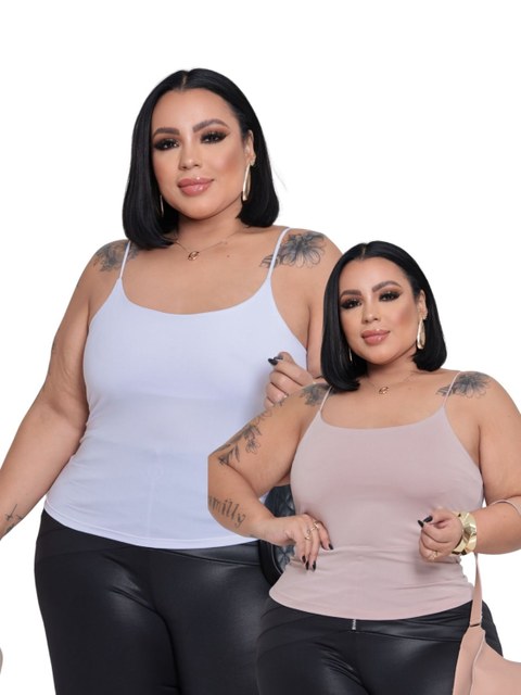 Kit 2 blusa segunda pele alça reguladora social poliamida