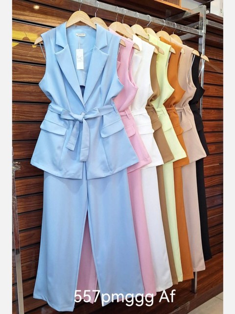 Conjunto #557 calças com max colete pink girl