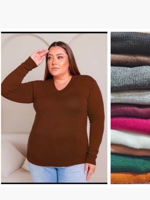 blusa gola v plus size pink girl