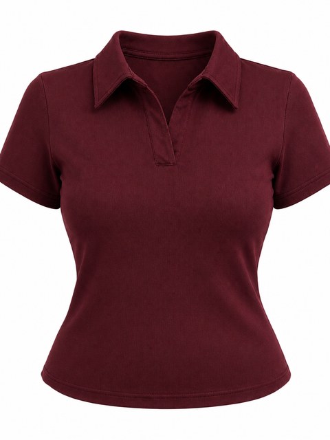Cropped Manga Curta Gola Polo Feminina Importada REF.HW1099