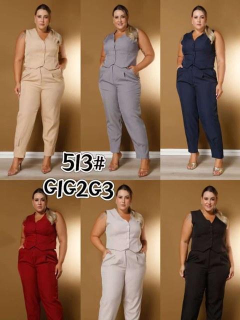 Conjunto em twill plusize