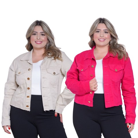 Jaqueta Feminina Sarja Color Elastano PLUS SIZE G1 G2 G3 G4