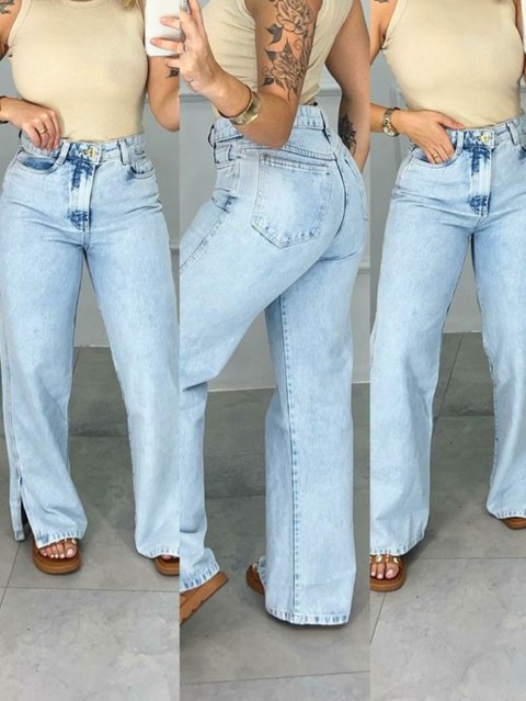 calça wide leg jeans