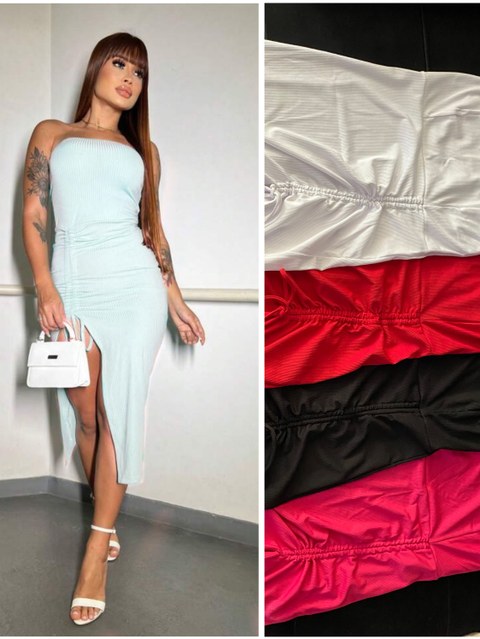 Vestido Tubinho fenda tomara que caia