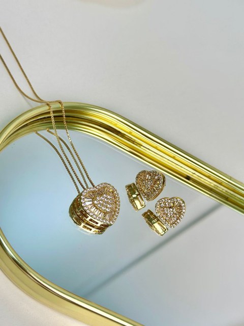 Kit Luxo Colar e Brinco de Zircônia