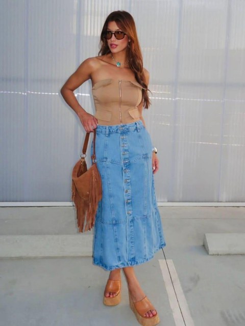 Saia midi evasê 675