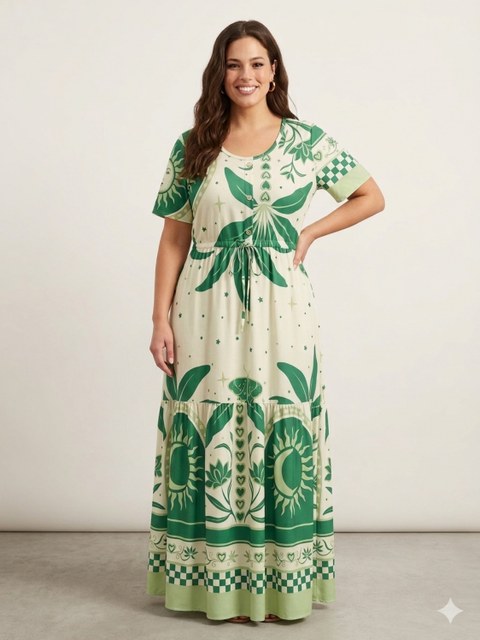 Vestido estampa variada plus size