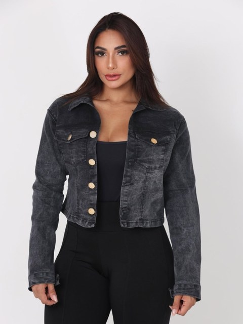 Jaqueta grafite jeans feminina 🩶