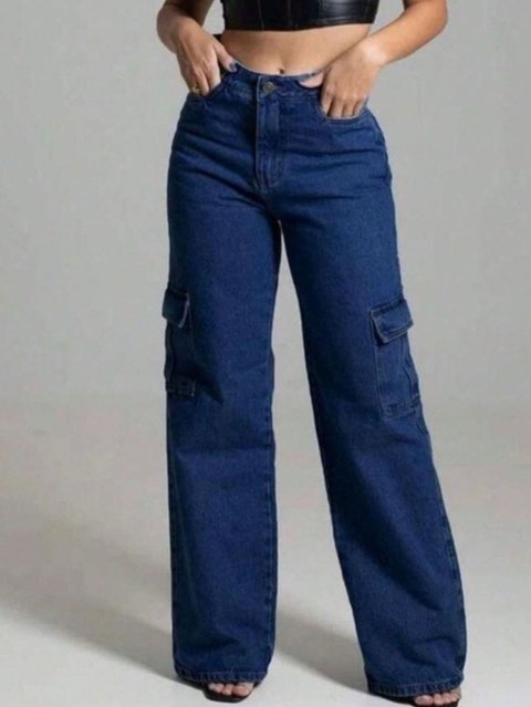 Calça cargo jeans feminina