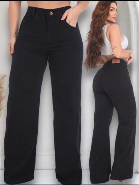 Wide leg pantalona feminina cor preta