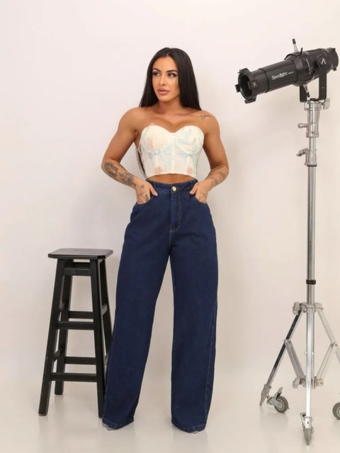 Wide leg jeans pantalona feminina 💙