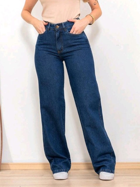 Wide leg jeans feminina