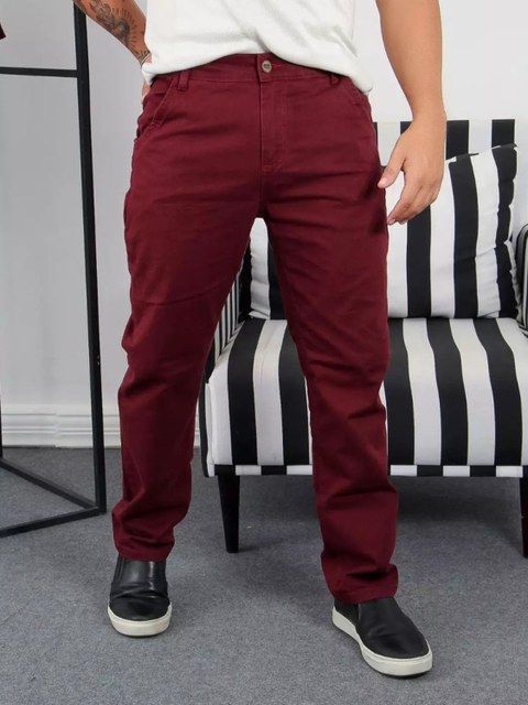 Calça jeans masculina -Vinho - Com Lycra