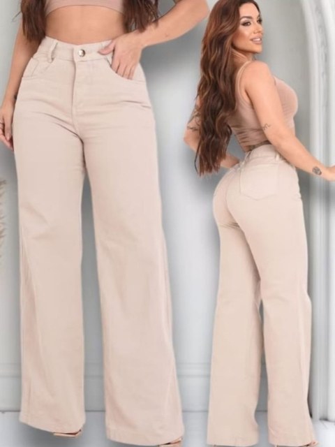 Wide leg jeans pantalona feminina