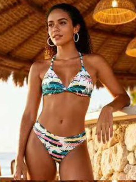 Bikini Poliamida Floral Moda Praia