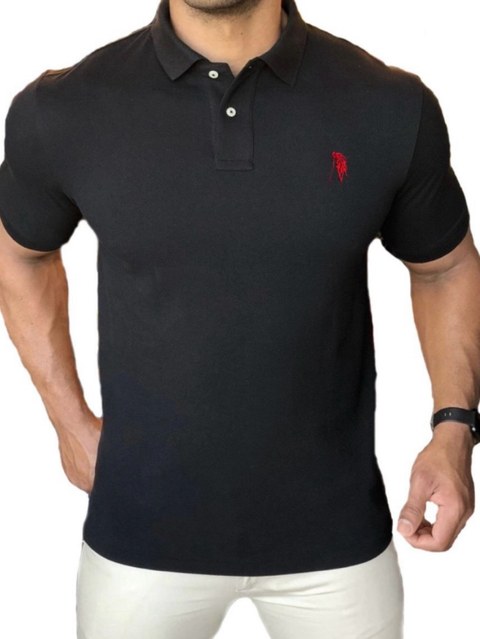 Camisa Gola Polo Masculina Bordada Algodão