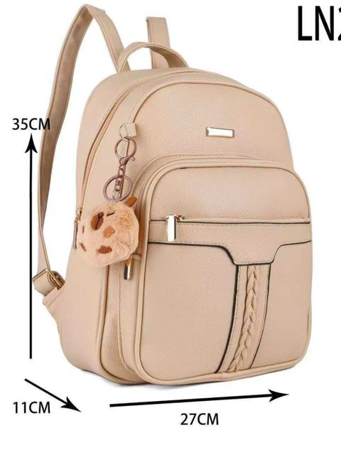 Mochila média com pompom LN2522-2#
