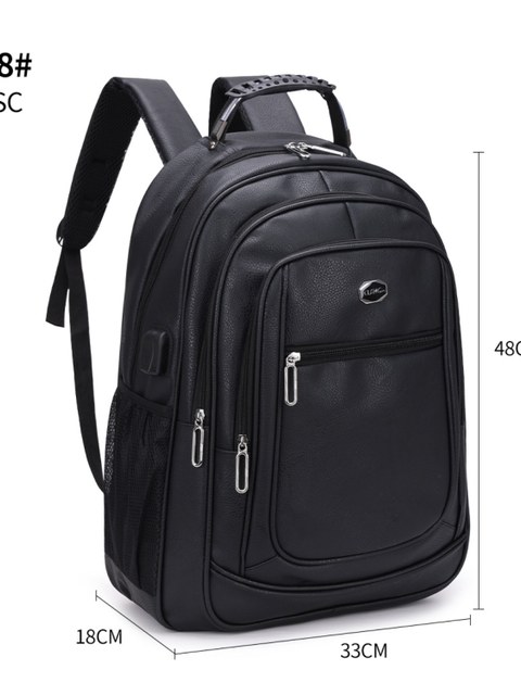 Mochila masculina de courino com cabo de aço C798#