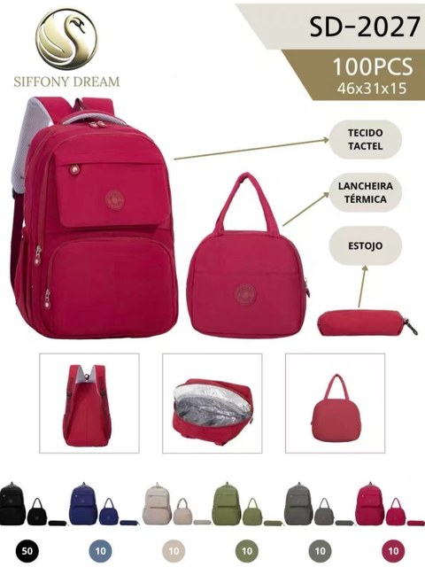 Mochila impermeável com estojo e com lancheira SD-2027