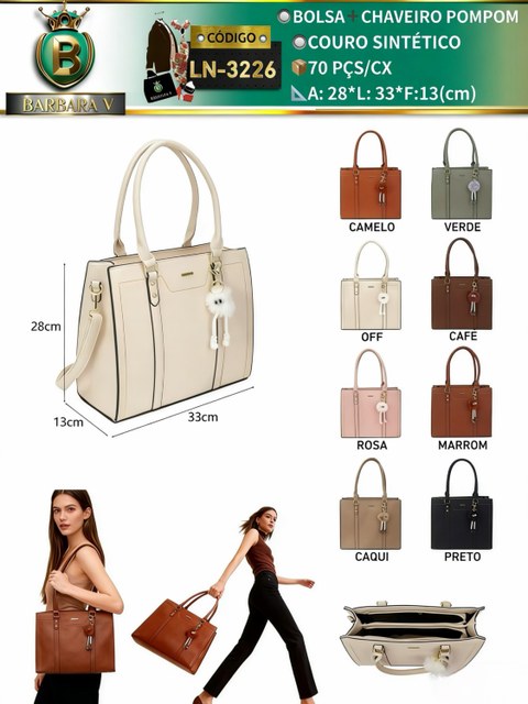 BARBARA V BOLSAS/bolsa feminina com chaveiro(LN-3226)
