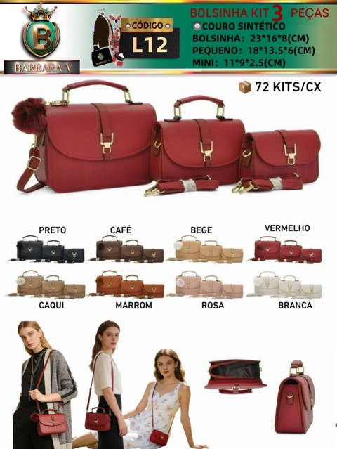 BARBARA V BOLSAS/Kit bolsinha 3 peças (L12)