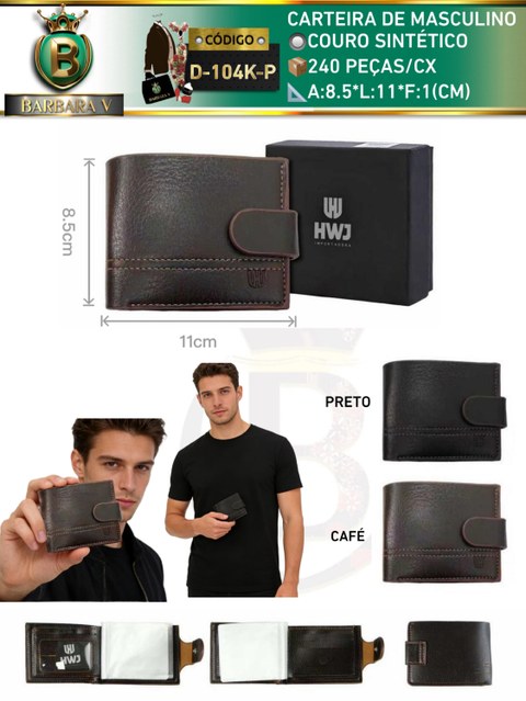 BARBARA V BOLSAS/carteira de masculino(D-104K-P)
