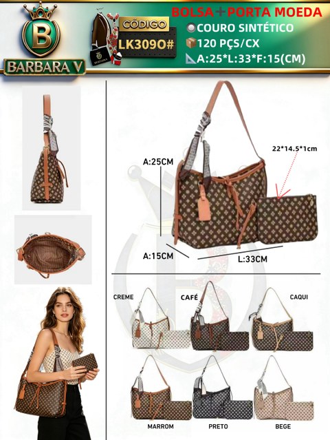 BARBARA V BOLSAS/kit bolsa com porta moeda(LK3090#)