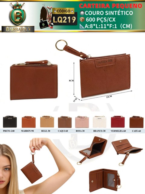 carteira pequeno feminina 2 peças cor aleatório (LQ219)