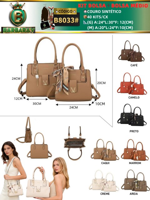 BARBARA V BOLSAS/KIT BOLSA COM BOLSA MÉDIO(B8033#)