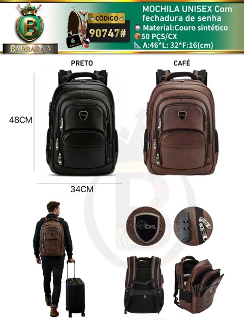 MOCHILA UNISEX Com fechadura de senha(90747#)