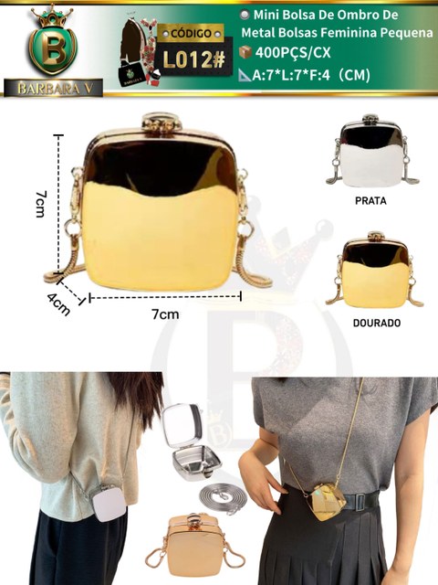 BARBARA V BOLSAS/Mini Bolsa De Ombro De Metal (L012#)