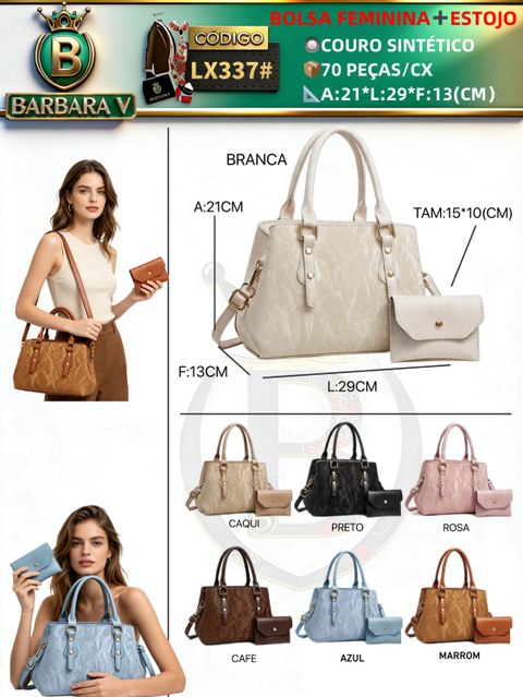 BARBARA V BOLSAS/bolsa feminina com estojo(LX337#)
