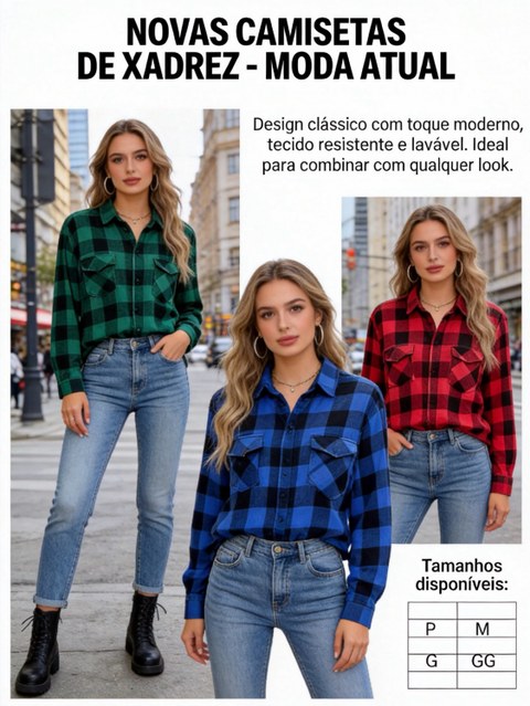 24 pçs, camisa xadrez flanelado tamanho e cor sortido