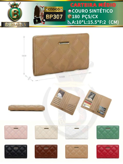 carteira medio feminina 2 peças cor aleatório (BP307)