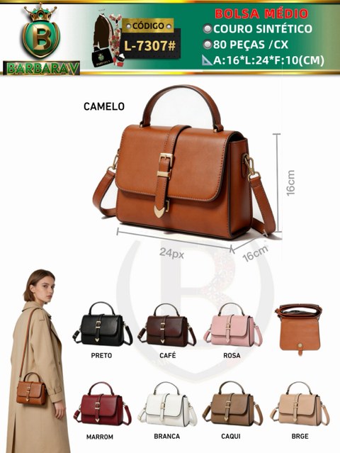BARBARA V BOLSAS/BOLSA MÉDIO FEMININA(L-7307#)