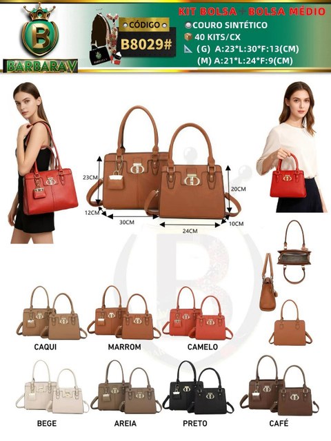 BARBARA V BOLSAS/kit bolsa+bolsa médio 2 peças (B8029#)