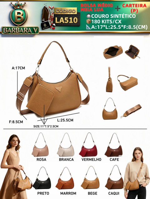Bolsa médio meia lua com carteira p(LA510)
