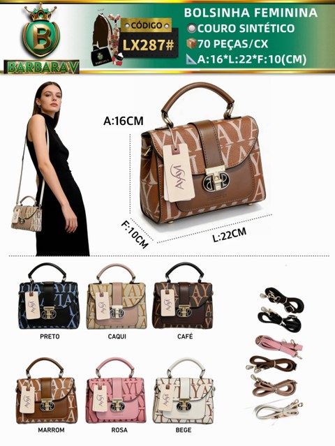BARBARA V BOLSAS:bolsinha feminina (LX287#)