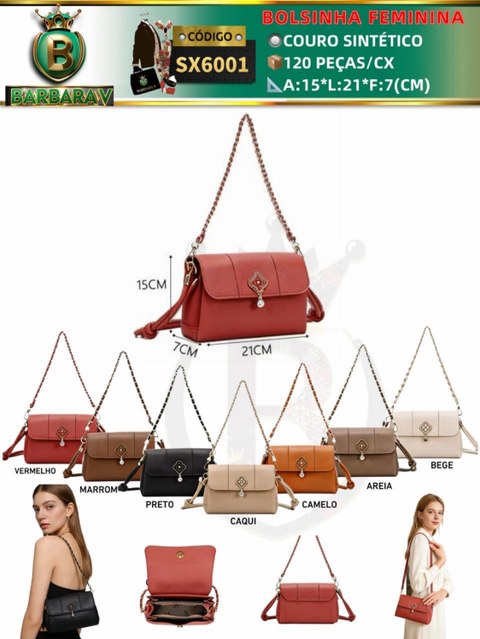 BARBARA V BOLSAS/bolsinha feminina com 2 alças (SX6001)