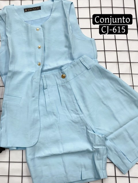 Conjunto colete e short de marrant feminino CJ-615