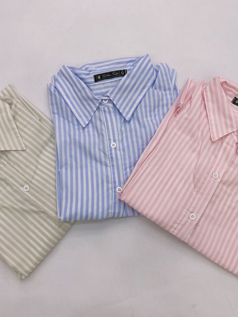 Camisa feminino listrada com algodão #01 C/ algodão