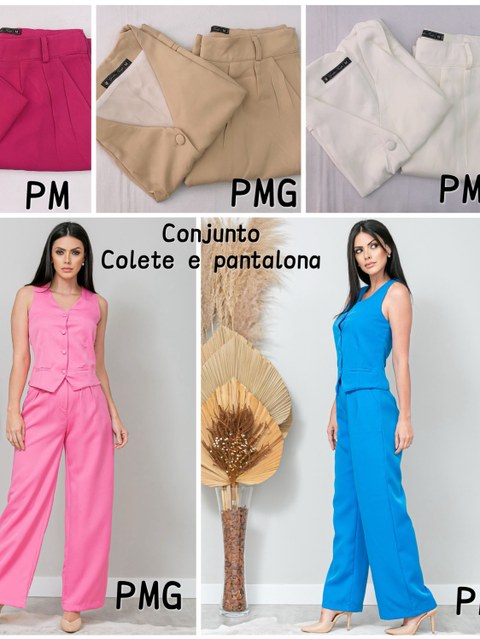 Conjunto mini colete e pantalona alfaiataria