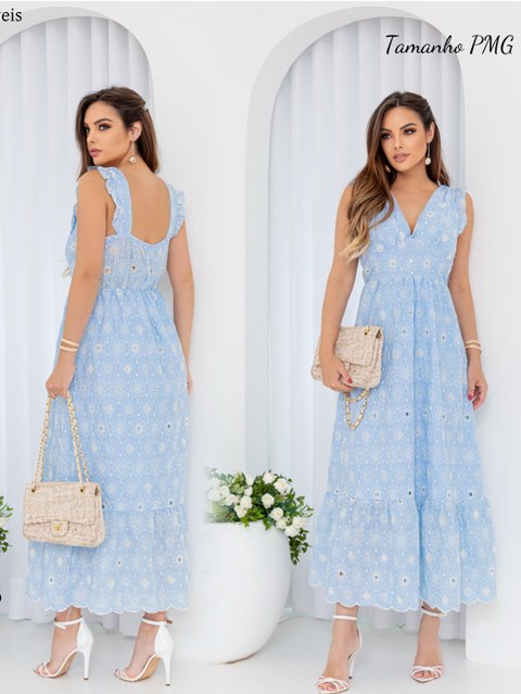 Vestido longo feminino bordado GTD-8116