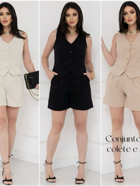 Conjunto colete e short linho #501
