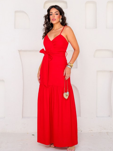 Vestido longo de linho feminina