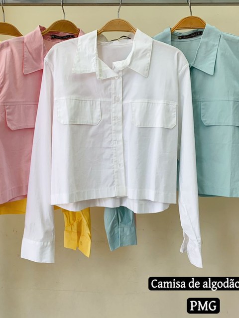 Camisa curta manga longa feminina mimius moda